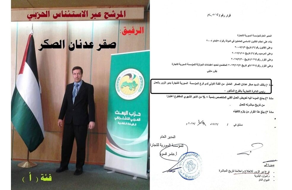 غضب في دير الزور بسبب تعيين قيادي بعثي سابق رئيساً للدائرة التجارية