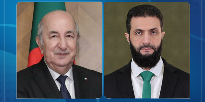 الرئيس الجزائري يهنئ الرئيس الشرع بحلول عيد الأضحى المبارك ويؤكد حرصه على تعزيز العلاقات الثنائية