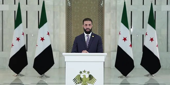 الرئيس الشرع: سورية لن تكون ساحة للمؤامرات الخارجية.. وشعبنا لن يسمح بتقسيم الوطن