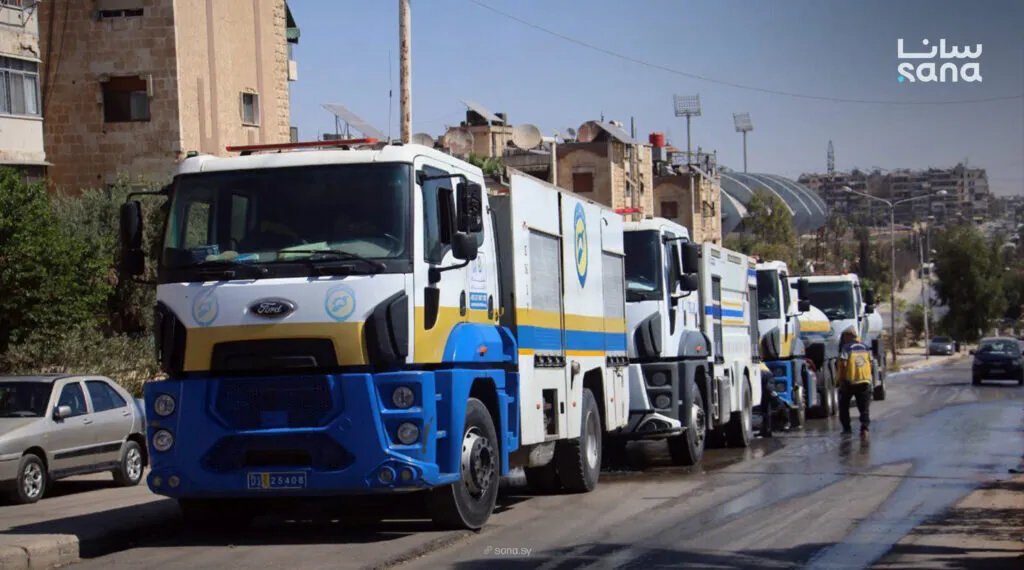 الدفاع المدني بحلب يرسل فرق إطفاء لدعم جهود إخماد حرائق ربيعة في ريف اللاذقية