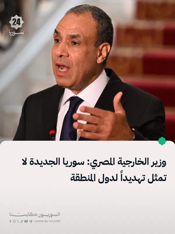 وزير الخارجية المصري يؤكد: سوريا الجديدة لا تشكل خطراً على دول المنطقة