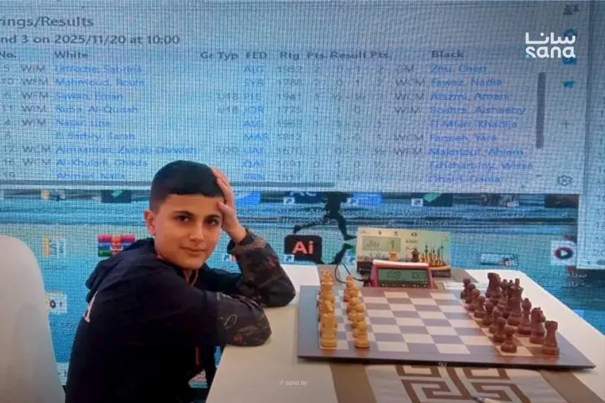 الطفل السوري مازن فندي يتألق ويتوج بطلاً للعرب في الشطرنج السريع بالكويت