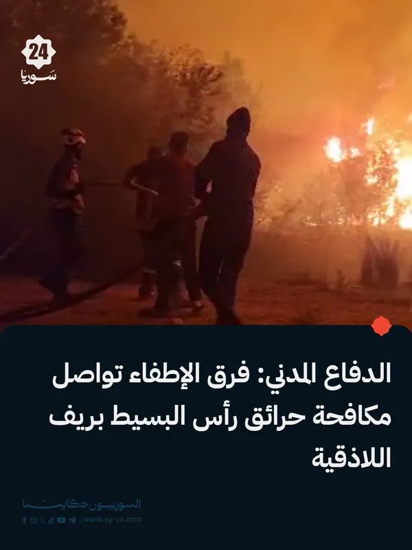 الدفاع المدني يكافح حرائق غابات رأس البسيط في ريف اللاذقية منذ 6 ساعات