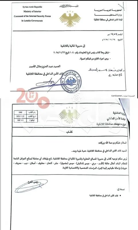 اللاذقية: وقف شامل لمعاملات عائلات الأسد ومخلوف وشاليش العقارية والمالية