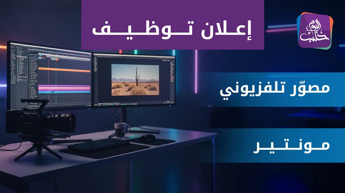 قناة حلب اليوم تعلن عن وظائف شاغرة لمصور تلفزيوني ومونتير في حلب